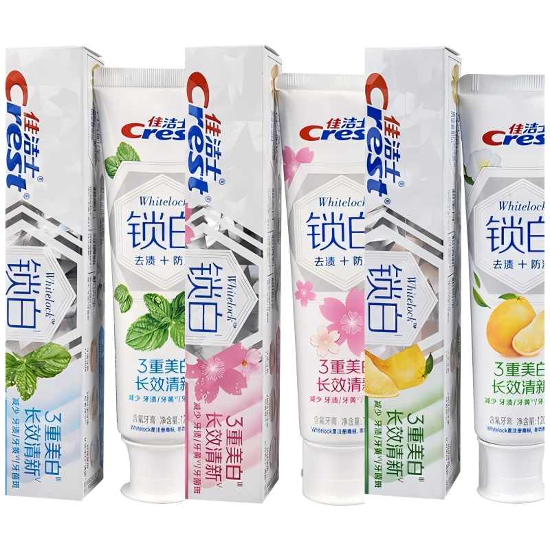 佳洁士牙膏 锁白3D炫白含氟固齿清新口气 120g*3 雪樱+清柚白茶+海洋薄荷