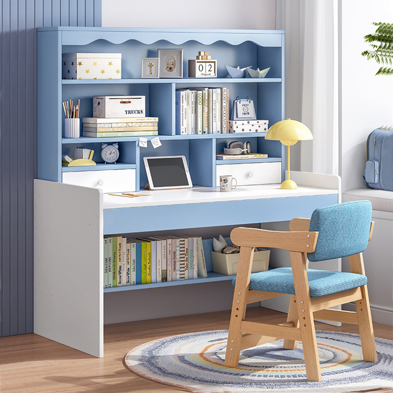 弘拜 学习桌 学习桌椅套装可升降椅子儿童书桌 带书架电脑桌经济家用