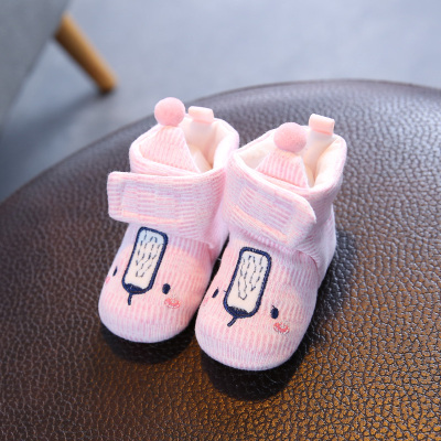 春秋婴儿鞋男女宝宝新生儿鞋袜软底布鞋冬季不掉鞋03456个月20101粉色
