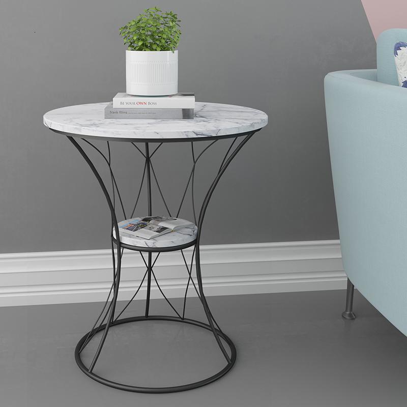 森美人北欧简约现代小户型茶几圆形客厅卧室沙发边几柜角几轻奢风大理石高清大图