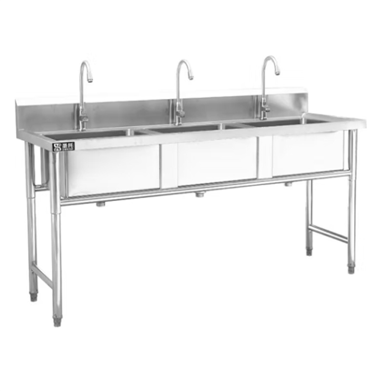 圣托 酒店饭店食堂三星水池 不锈钢三槽洗菜盆带水龙头 厨房洗碗池商用 STTC-BA18B
