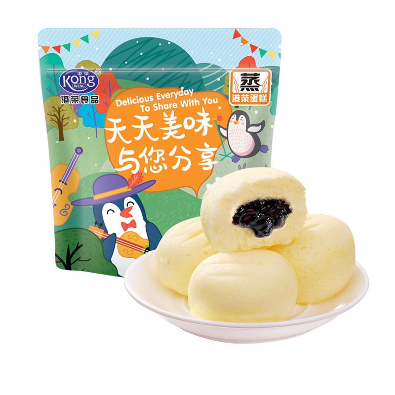 港荣蒸蛋糕蓝莓味325g*2 苏宁自营零食面包营养早餐糕点代餐点心休闲食品分享装