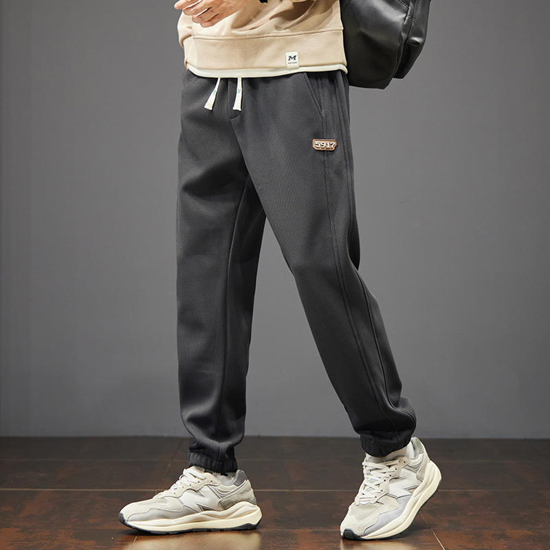 男士秋冬季加绒新款宽松束脚运动裤男生潮牌学生卫裤休闲长裤子视频