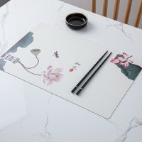 中式皮革餐垫防水防油防滑防烫家用西餐垫桌垫盘垫碗垫杯垫 和气生财-白