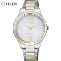 西铁城(CITIZEN)手表 光动能不锈钢间金表带女表EM0414-57A
