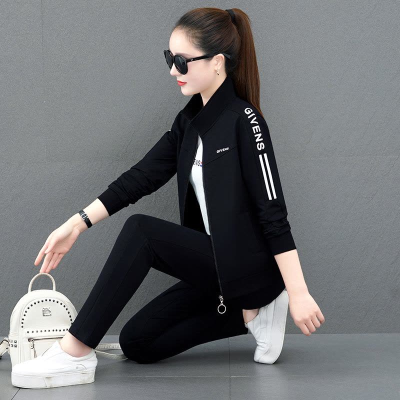 运动套装女春秋2022新款女装时尚休闲卫衣三件套韩版户外跑步服团购外套图片