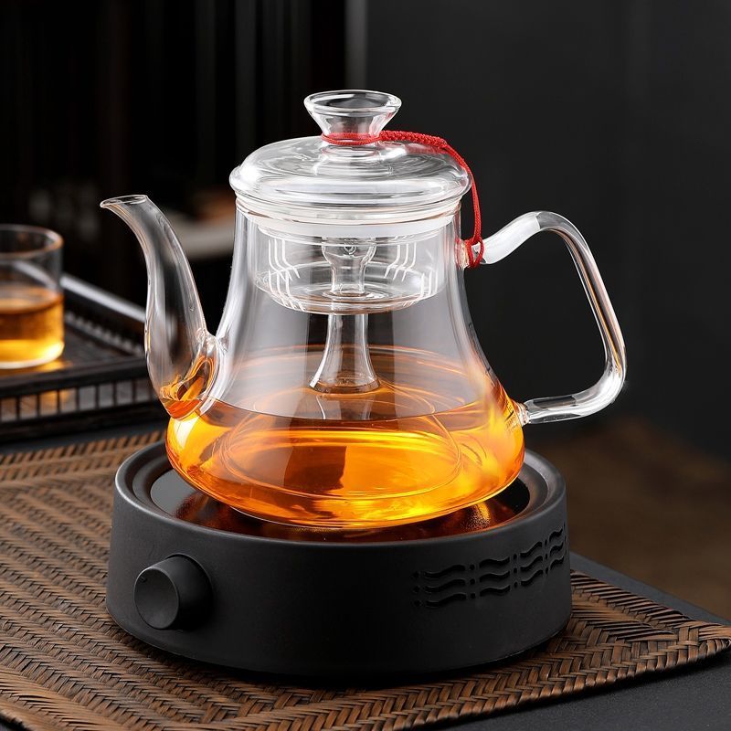 耐高温玻璃蒸汽煮茶壶蒸茶壶养生茶壶煮茶器黑茶壶家用套装电陶炉02款