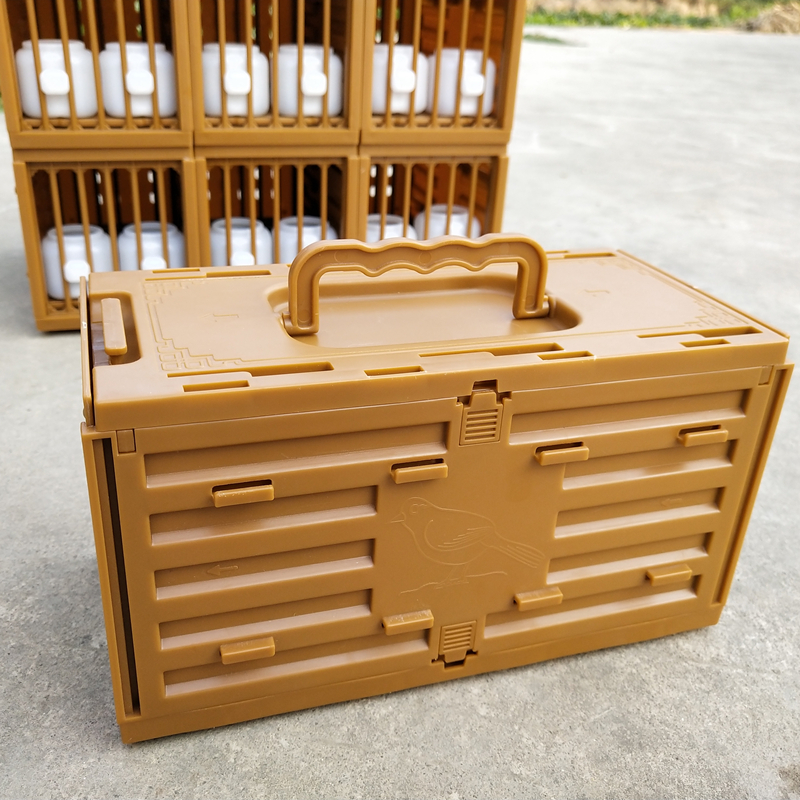 画眉鸟上山小排笼快递格笼媒笼鹦鹉外出便携塑料胶鸟笼子高清大图