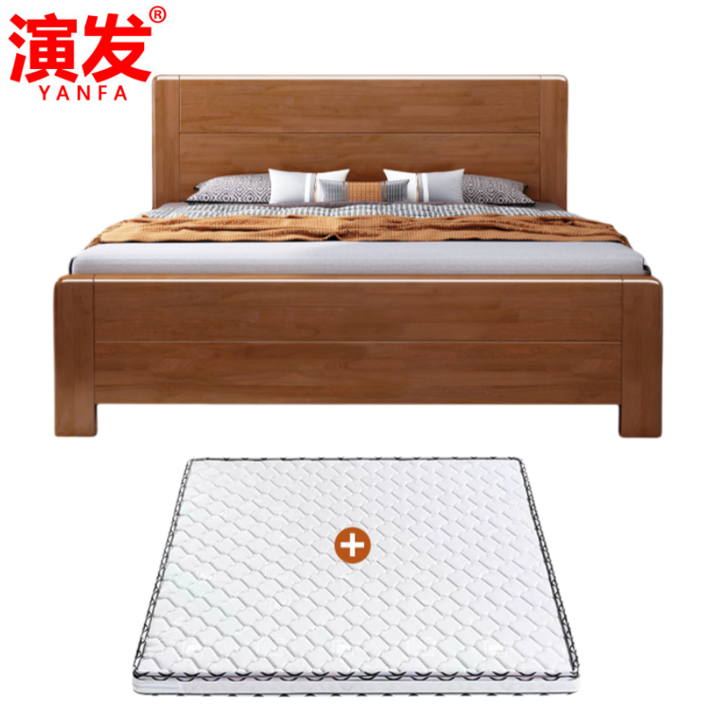 实木床套装1.2*1.9米 套高清大图