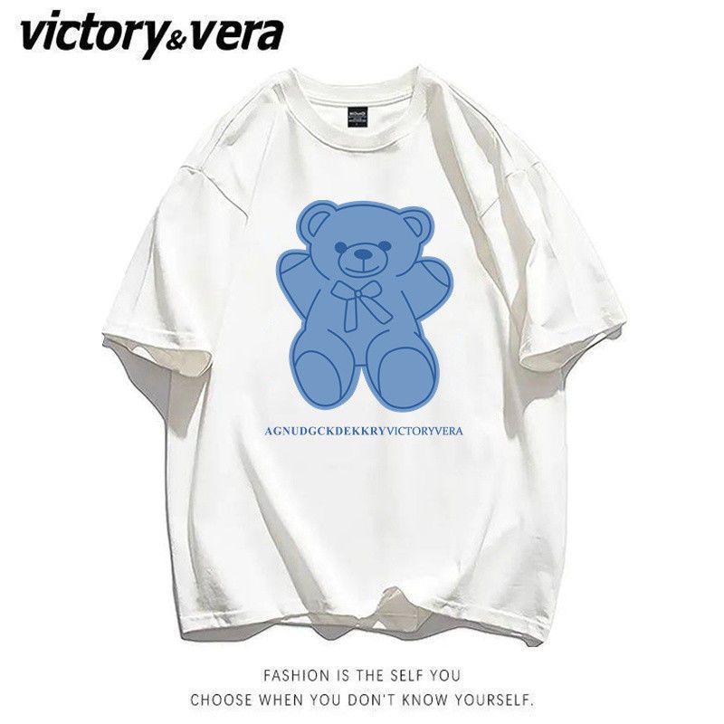 VICTORYVERA小熊短袖t恤女2022新款夏季学生ins原宿风宽松上衣服