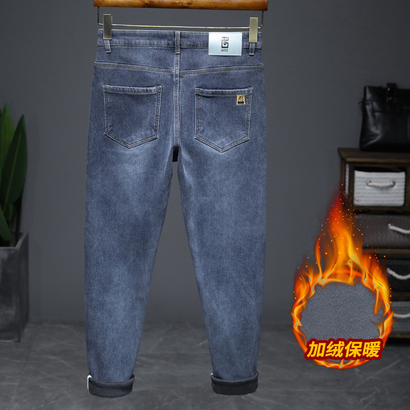 北方舒适加绒牛仔裤男士不挑身材刺绣长裤男款品质百搭小直筒裤男_4773高清大图