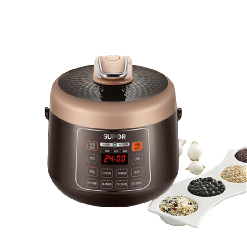 苏泊尔(SUPOR)电压力锅 2.5L小容量多功能手动排气压力锅 体积迷你不占内胆电饭煲 2-3人 咖啡色