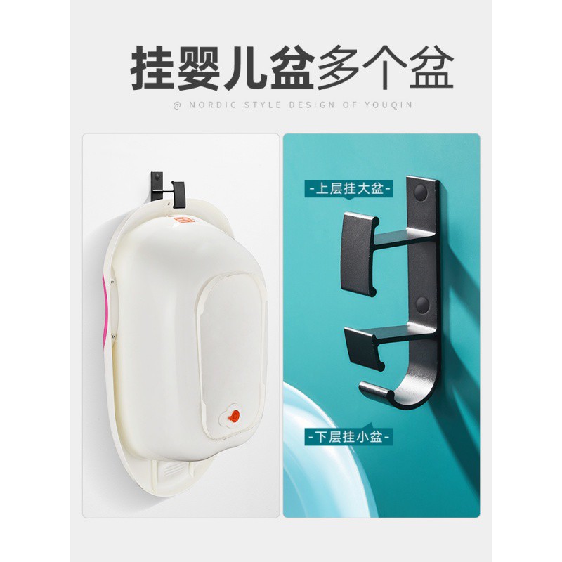 免打孔洗脸盆收纳架壁挂式卫生间浴室脸盆置物架厕所墙上脸盆挂架 三维工匠 经典银-5只装储物架高清大图