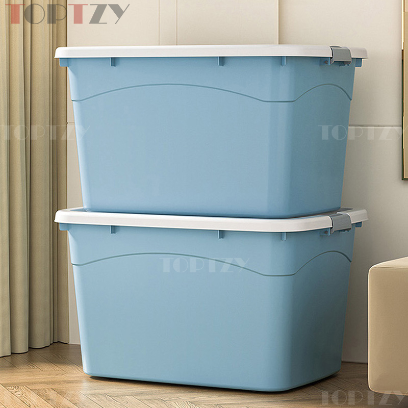 toptzy TZ3111311 塑料收纳箱衣服整理箱杂物储物箱子 60L蓝色高清大图