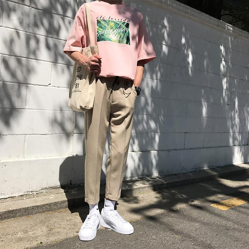 圆环休闲裤男百搭九分裤青宽松直筒裤薄款潮