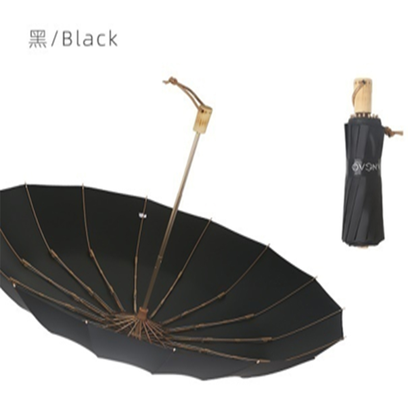 16骨手动]铝合金玻纤 加厚彩胶伞布 木手柄YF-S2021006高清大图