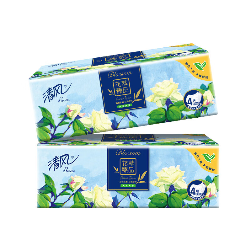 清风抽纸 花萃4层90抽*16包M码 面巾纸 卫生纸巾 餐巾纸高清大图