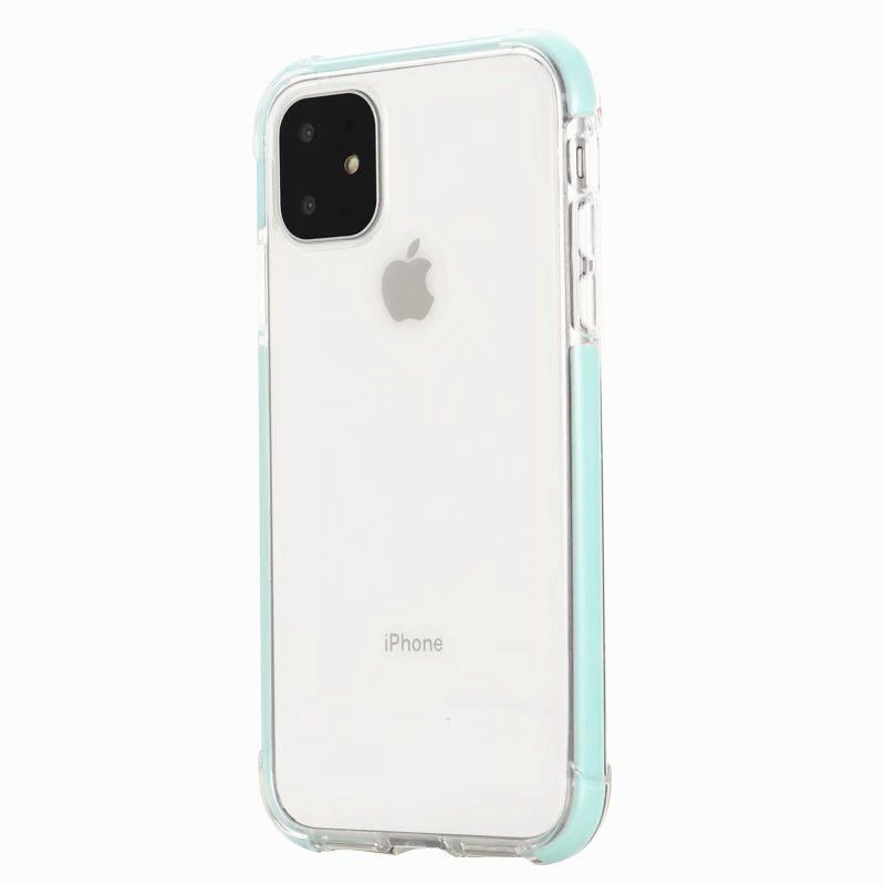 iphone11手机壳苹果11max硅胶防摔套maxpro全包彩色边框透明后壳7绿色