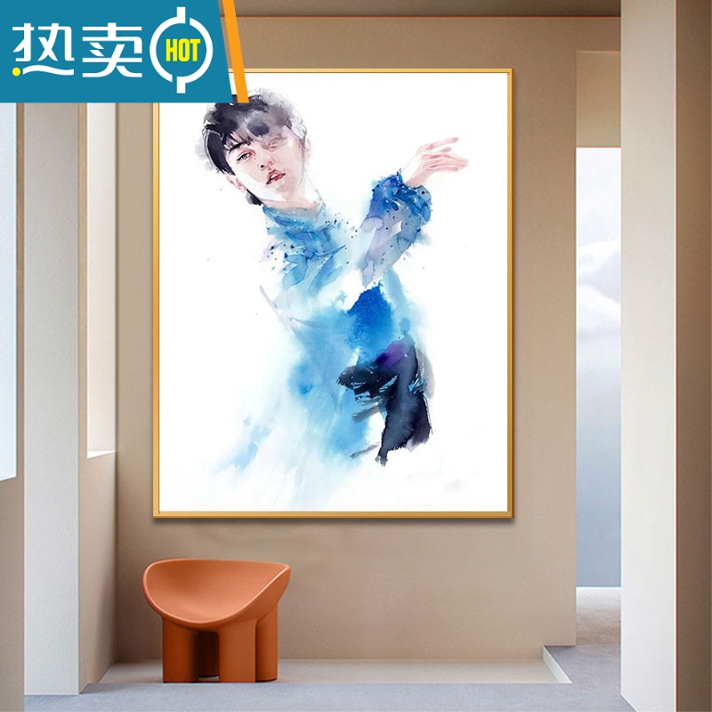 敬平花样滑冰diy数字油画手工填色涂色羽生结弦客厅油彩装饰画画装饰画 G551 画+内框+L外框组装发货默认发黑40*50