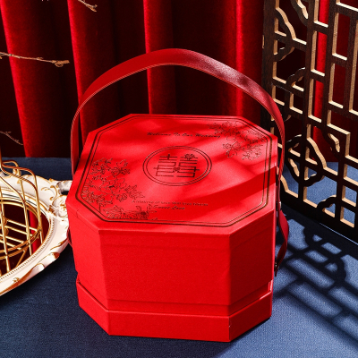 大红色八角空盒 小号10*10*8(空盒) 结婚中式专用喜糖礼盒装成品回礼