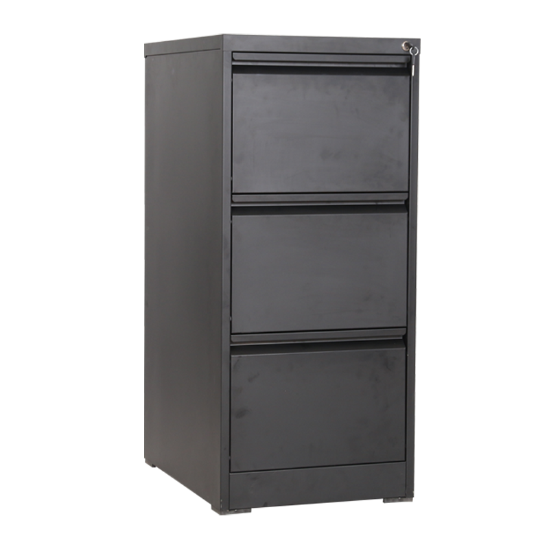 臻远 ZYJJ-800146文件挂劳柜卡箱办公资料柜矮柜A4FC挂快捞柜立式抽屉柜 黑砂纹三抽鹅颈拉手