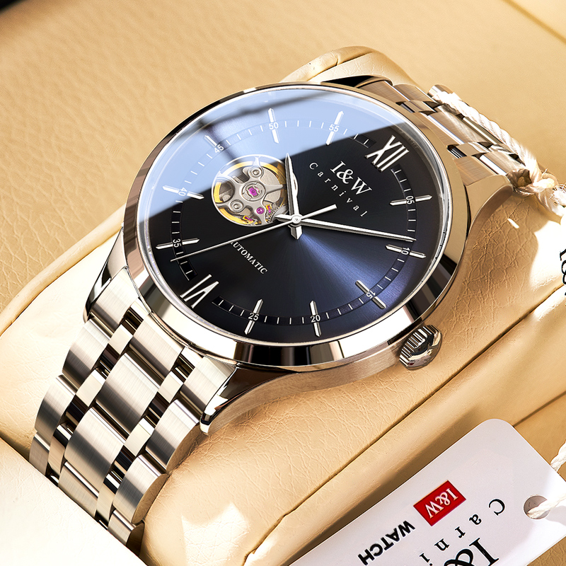 【苏有朋代言】正品I&W CARNIVAL爱沃驰男士手表全自动机械表男表新款防水男款镂空指挥官时尚品牌男表8570G高清大图