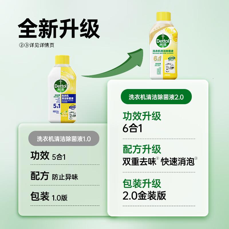 滴露(Dettol)洗衣机清洗剂250ml金装版柠檬滚筒波轮洗衣机深度清洁剂除垢杀菌高清大图