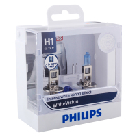 飞利浦(PHILIPS)璀璨之光H1升级型汽车灯泡大灯灯泡近光灯远光灯卤素灯2支装 增亮60%时尚白光