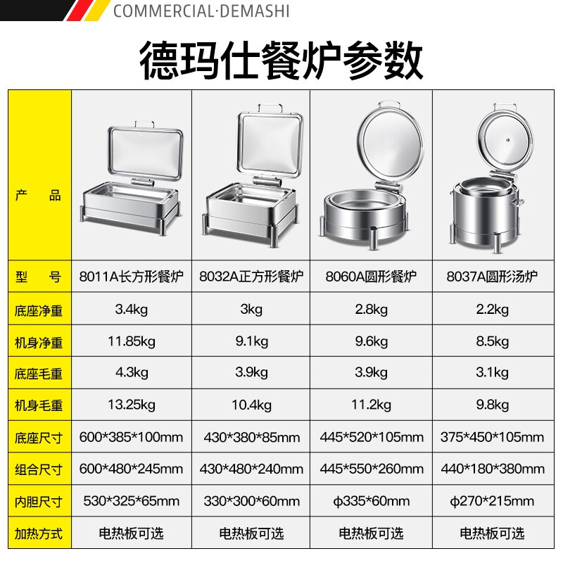 德玛仕(DEMASHI)自助餐炉 布菲炉 专用汤炉304不锈钢 8037A(高端工程款 专用汤炉6升圆形)