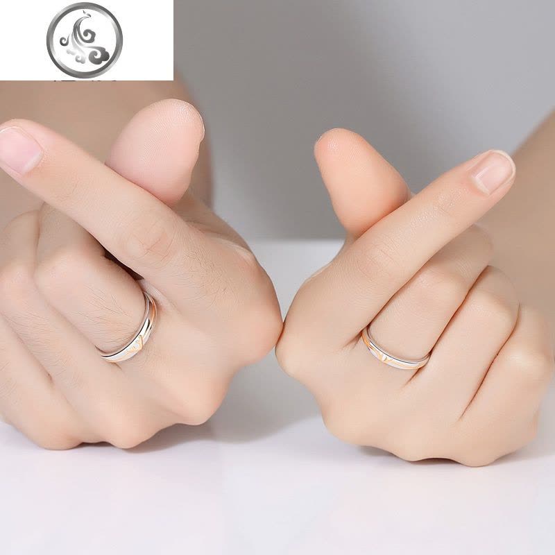 一鹿有你情侣戒指纯银一对开口男女款对戒轻奢指环网红小众设计 JiMi图片