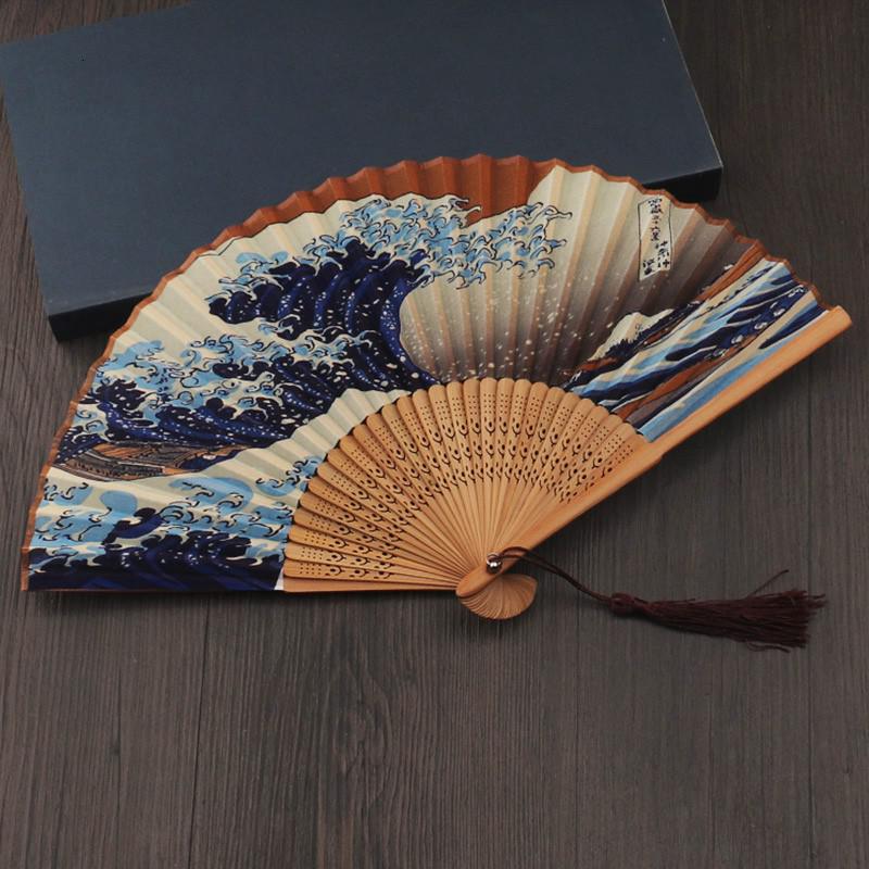 日式折扇日本扇子和风折扇布面江户日式男女摆件礼品 三维工匠 竹与蜻蜓6.5寸高清大图
