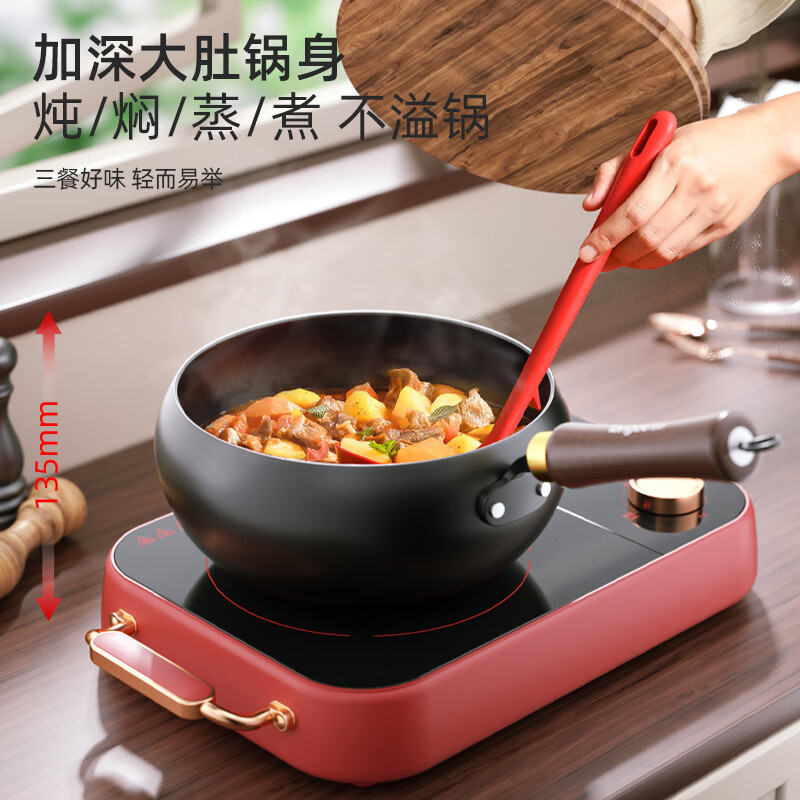 龙的(longde)LD-TM535无涂层大肚炖炒锅家用大容量炖锅高清大图