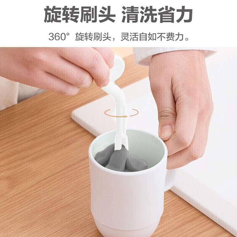 茶花 转动长柄杯刷2支奶瓶刷海绵洗刷杯子神器219004+4422高清大图