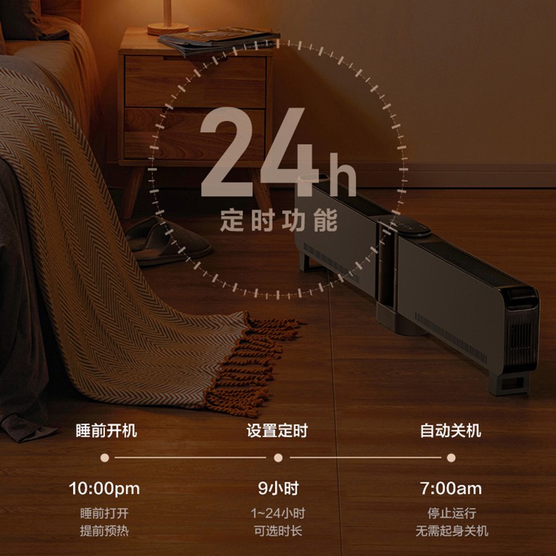 格力(GREE)踢脚线取暖器家用1.2米WiFi折叠款遥控电暖气片IPX4级防水可折叠移动地暖风机NJE-X6020Ba高清大图