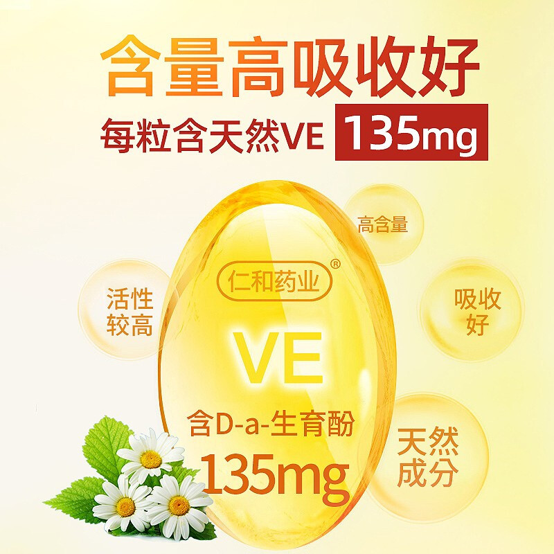 [3瓶装]仁和 众久 佐宁牌维生素E软胶囊 0.35g/粒*100粒 HTQ内服外用涂脸面部ve高清大图