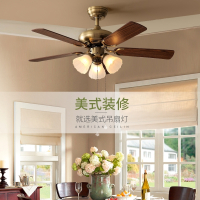风扇灯吊扇灯美式餐厅现代简约家用北欧儿童卧室灯客厅带风扇吊灯 推荐款3头+7w全套三色光源（送遥控器）