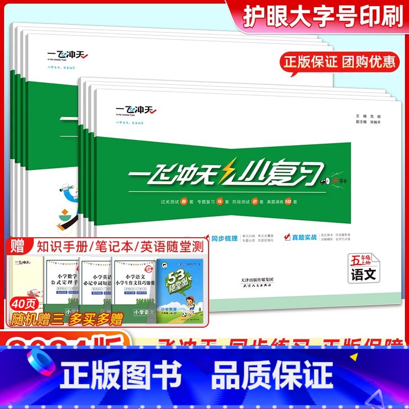 【语文】人教版 五年级上 【正版】2024春新版一飞冲天小复习天津上册下册一1年级2二3四4三5五6六语文数学英语小学单
