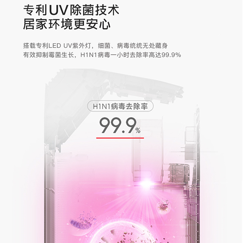 东芝(TOSHIBA)空气净化器家用智能小型卧室除二手烟雾霾除菌除PM2.5除异味净化器紫外线消毒机VAF-Y45CN
