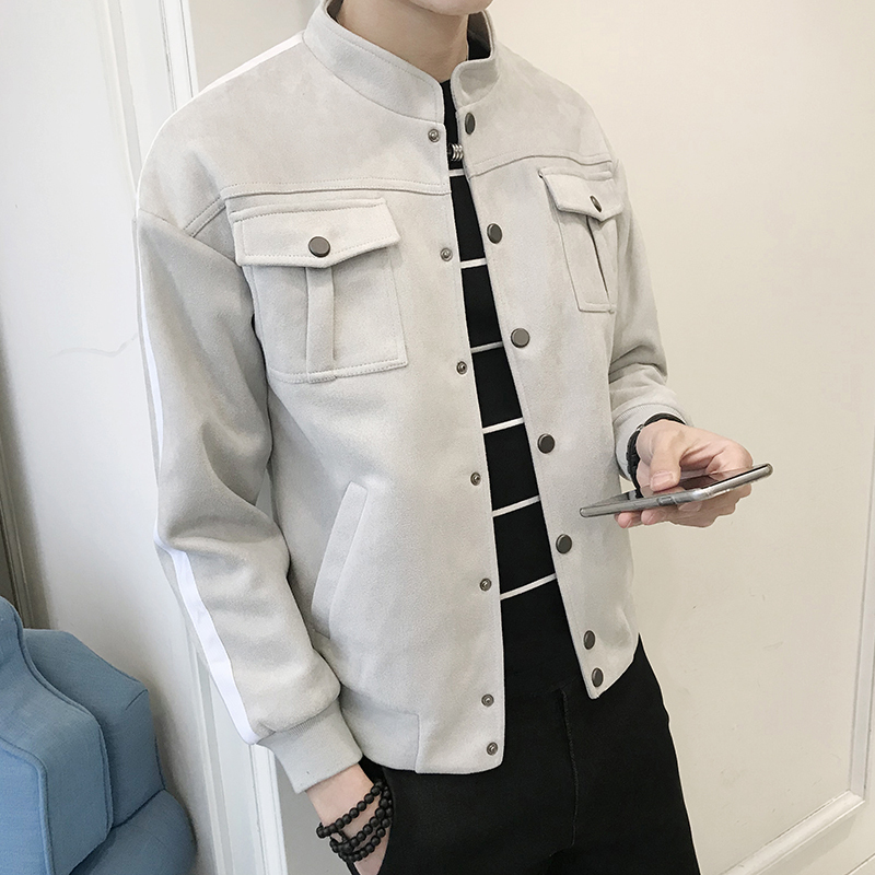 男款2018新品外套麂皮绒衣服男韩版潮流帅气百搭男生春秋薄款夹克