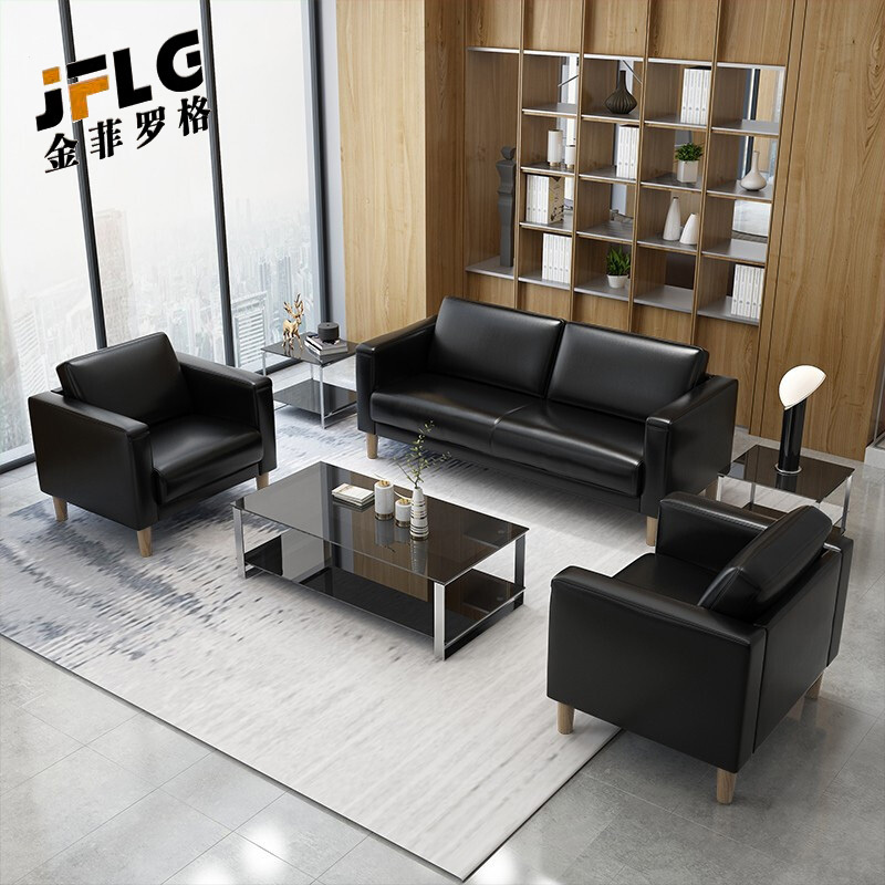 苏宁 金菲罗格 时尚简约办公皮艺沙发 1+3沙发组合高清大图