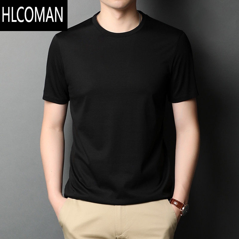 HLCOMAN3件]夏季圆领短袖t恤男青年弹力白色上衣服大码半袖