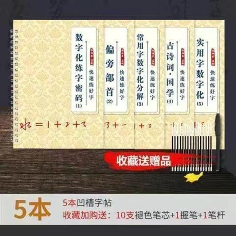 行书密码练字帖行楷行草成人大学生字帖反复使用凹槽加临摹版练字 行书秘籍凹槽1本1支笔芯体验装 一本16页反正面20*14