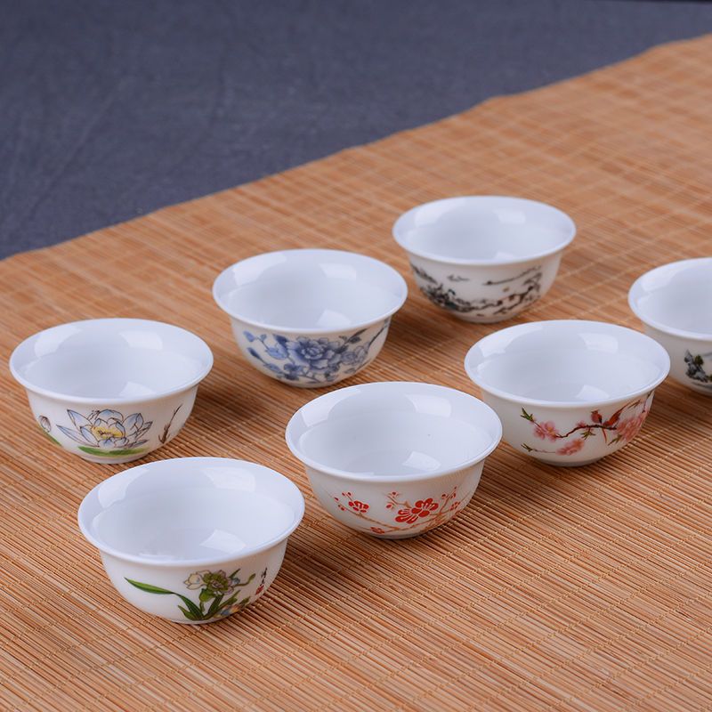 苏宁放心购茶杯陶瓷功夫小茶杯套装家用茶碗品茗杯主人杯 6个装青花茶具