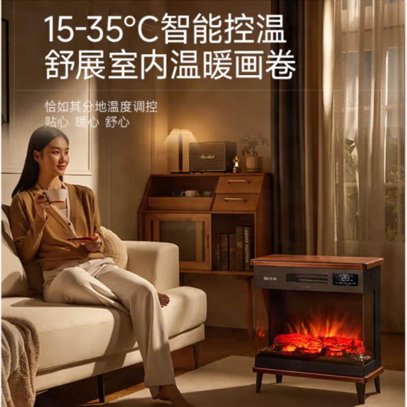 先锋 DBL-GY1R 语音智能遥控定时壁炉 木纹色-高清大图