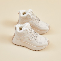 ins韩版新款加绒老爹鞋女冬季跑步休闲鞋增高_1 卡其 36