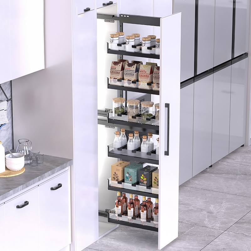 高柜拉篮厨房橱柜抽屉式调味篮庄子然铝合金高深窄柜多层零食收纳