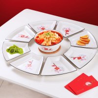 网红拼盘餐具组合过年家用碗碟团圆陶瓷拼盘餐具团年饭套装