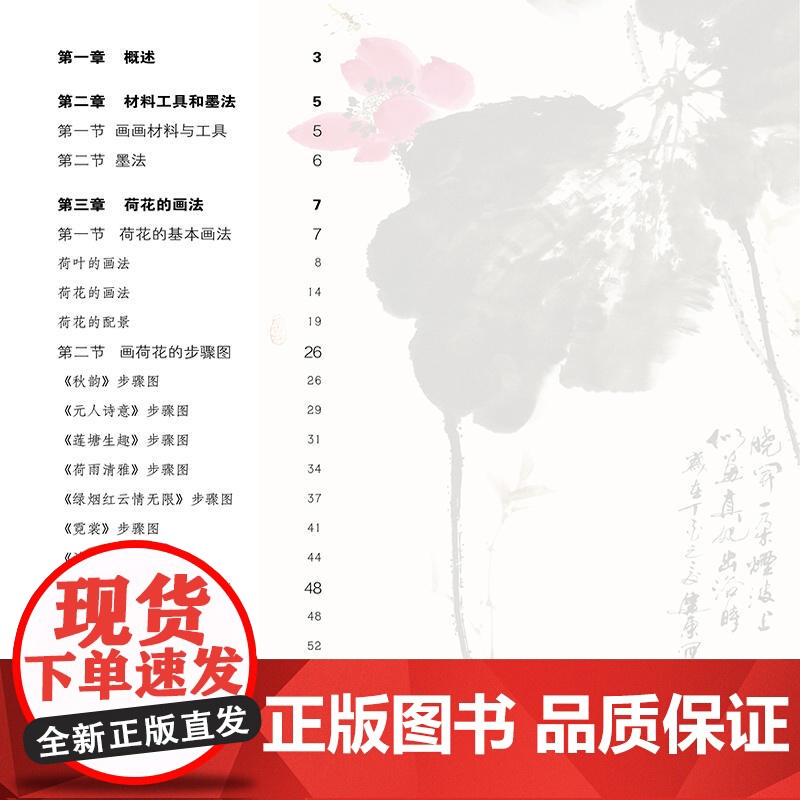 写意荷花画法详解 孙建东写意荷花画法步骤构图技巧用笔用墨技法教学技法范图国画名师技法详解丛书高清大图