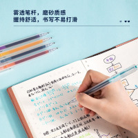得力 33516 0.5mm彩色中性笔套装 按动子弹头签字笔荧光笔 糖果5色