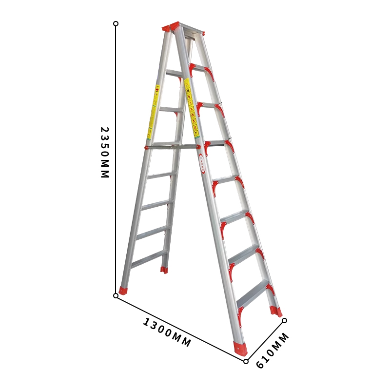 翌嘉YJ-20162铝合金人字梯家用折叠梯双面扶梯八步梯2.4米高清大图